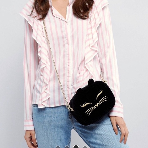ASOS Handbags - ASOS Velvet Cat Crossbody Purse